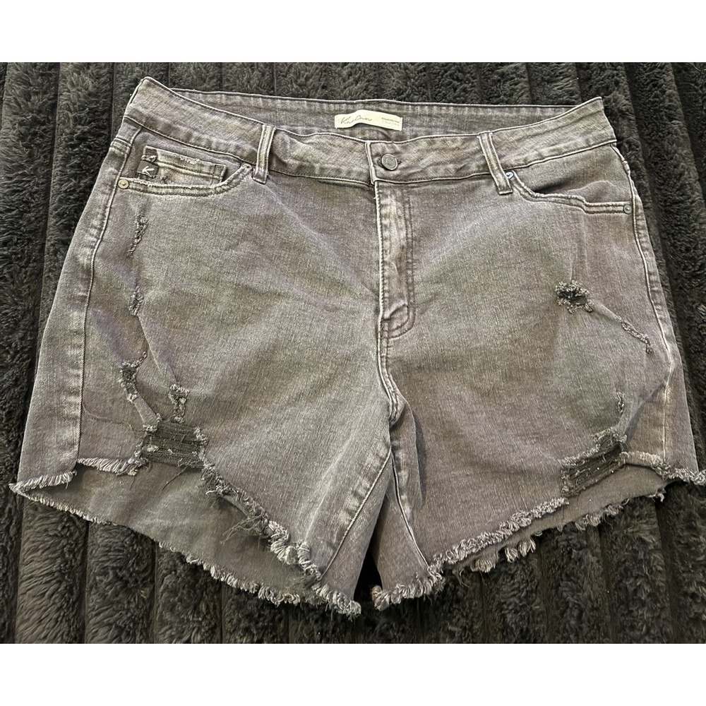 Kancan Black Denim Shorts Nwot Distressed Size 16‎